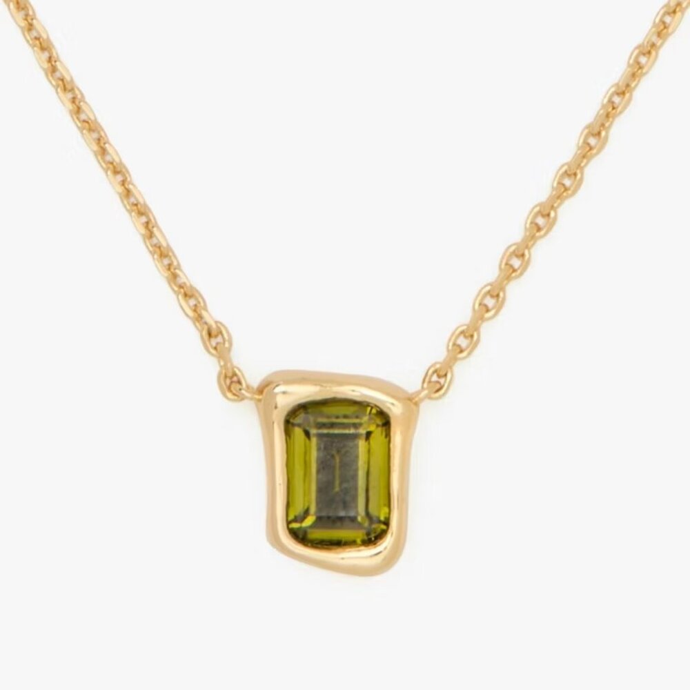 NEW Kate Spade Molten‎ Glass Pendant Green Gold Solitaire NWT